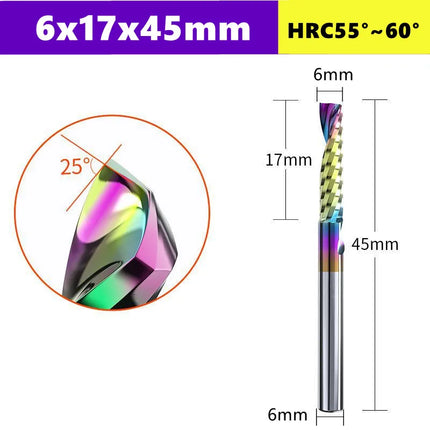 3.175/4/6mm  Shank Single blade spiral milling cutter,HRC60 Carbide  CNC Router Bit aluminium .Plastic. Acrylic trimming knife