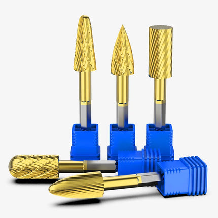 HUHAO Rotary Burrs Rotary File Drill Bit Hexagon Shank Titanium Coating Carbide Steel Electric Screw Alloy CNC Milling Cutter
