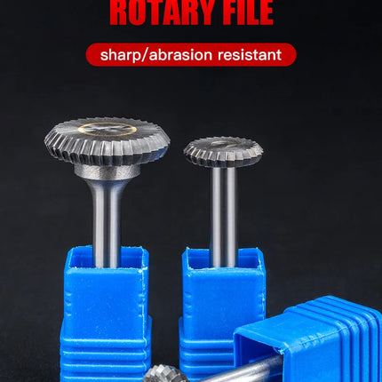 HUHAO Y Type Carbide Rotary File for Steel Grinding Head Milling Cutter Y Type 90 degree Disc 6mm Shank Single Groove Engraving Tool Burr