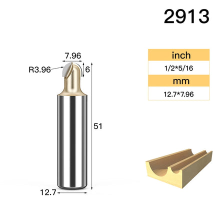 HUHAO Round Ball Nose Cove Router Bit CNC Milling Bit Radius Core Box Solid Milling Cutter for Wood