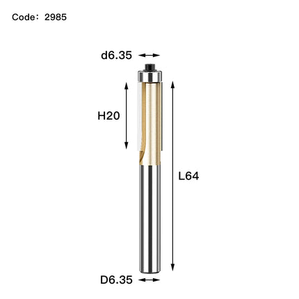 HUHAO 1/2 1/4 Shank Wood Flush Trim Router Bits With Bearing Woodworking Milling Cutter Carbide Endmill Straight Flush Tools DIY