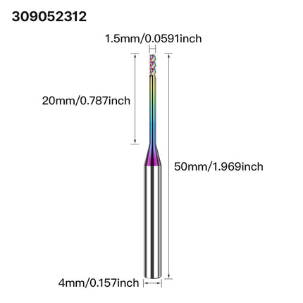 HUHAO 3 Flutes Colorful Deep Groove Milling Cutter 4mm Shank DLC Coating Router Bit Carbide CNC Endmill Tool for Aluminum Copper