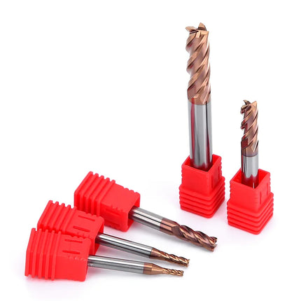 HUHAO 4mm 5mm 6mm 8mm HRC55 Milling Cutter 4 Flutes Flat End Mill CNC Maching Endmills Alloy Coating Carbide Steel CNC Tools