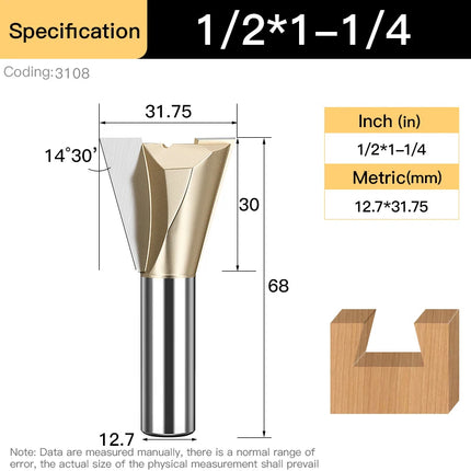 HUHAO 1/4inch 1/2inch Dovetail Joint Router Bit 12.7mm Shank Milling Cutter Carbide Steel Engraving Cutting CNC Tools For Wood
