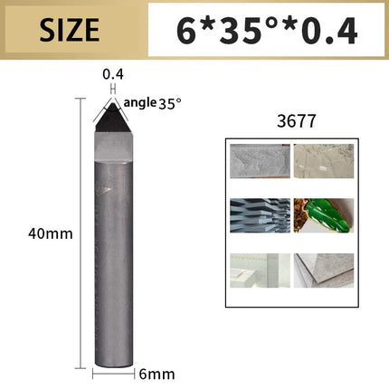 PCD Diamond Engraving Cutter V Shaped End Mill Milling Cutter for Stone Granite Marble Engraving CNC Carving Tool