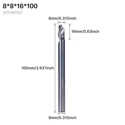 HUHAO 8mm 10mm Shank Milling Cutter Carbide End Mills for Aluminium Metal Single Flute DLC Coated Router Bits Cutting CNC Tools