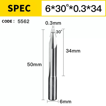 HUHAO 3D 6mm Shank Engraving Bit V Shape Milling Cutter 2 Flutes Carbide End Mill CNC Router Bit for Wood MDF Woodworking Tools