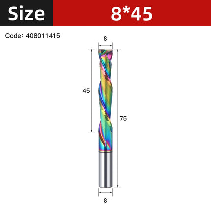 Up Down Cut Compression 2 Flutes Spiral Carbide Milling Cutter Router Bits CNC End Mill DLC Coating