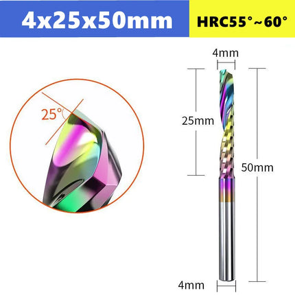 3.175/4/6mm  Shank Single blade spiral milling cutter,HRC60 Carbide  CNC Router Bit aluminium .Plastic. Acrylic trimming knife
