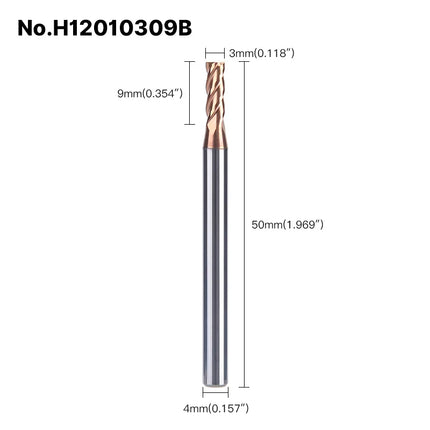HUHAO 4mm 5mm 6mm 8mm HRC55 Milling Cutter 4 Flutes Flat End Mill CNC Maching Endmills Alloy Coating Carbide Steel CNC Tools