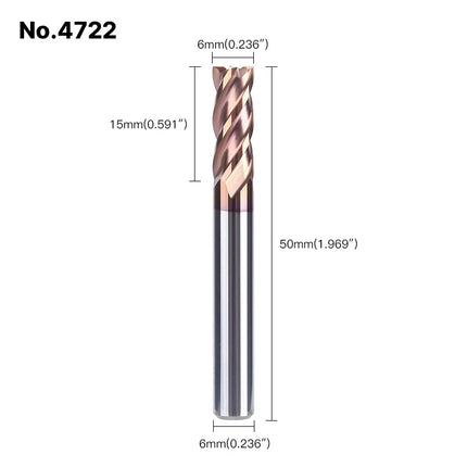 HUHAO 4mm 5mm 6mm 8mm HRC55 Milling Cutter 4 Flutes Flat End Mill CNC Maching Endmills Alloy Coating Carbide Steel CNC Tools
