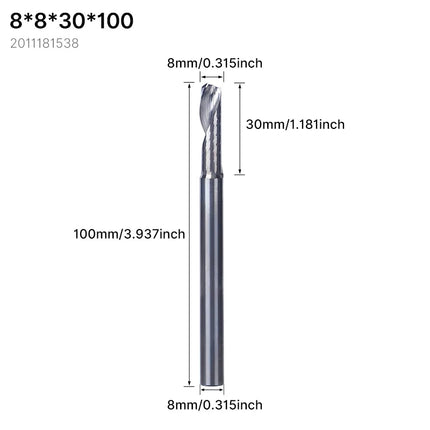 HUHAO 8mm 10mm Shank Milling Cutter Carbide End Mills for Aluminium Metal Single Flute DLC Coated Router Bits Cutting CNC Tools