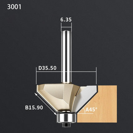 HUHAO Professional 45-Degree Chamfer Woodworking Milling Cutter Wood Edge Trimming Bevel Cutter Router Bit with Bearing Guide⭐⭐⭐⭐⭐