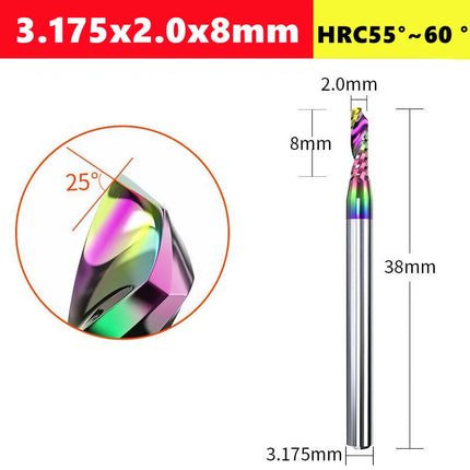3.175/4/6mm  Shank Single blade spiral milling cutter,HRC60 Carbide  CNC Router Bit aluminium .Plastic. Acrylic trimming knife