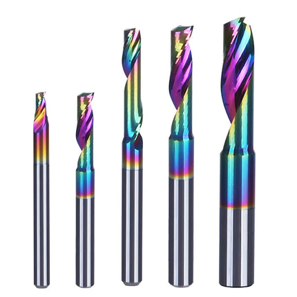 HUHAO 3.175 4 6 8mm Single Flute End Mill HRC70 Aluminum Spiral Router Bit DLC Coating Carbide Steel CNC Solid Milling Cutter