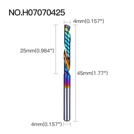 HUHAO 5PCS Single Flute Spiral Milling Cutter for Aluminum PVC MDF DLC Coated Colorful Composite Cutting Engraving Bits CNC Tool