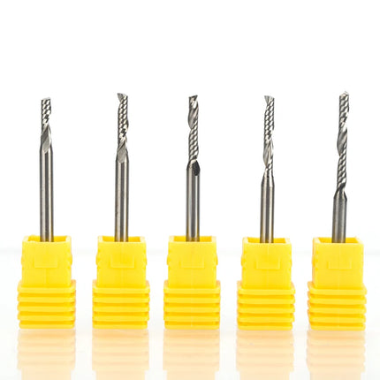 HUHAO 1PCS 3.175mm Shank Single Flute Spiral Milling Cutter Carbide End Mill CNC Router Bit Engraving Cut for Acrylic Wood MDF