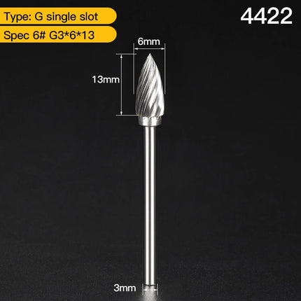 HUHAO 3mm Shank Rotary Burr Carbide Steel Drill Bits for Metal Woodworking Accessory Electric Rotary Router Bit Grinding Tools