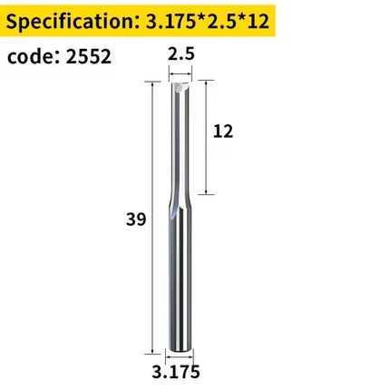 HUHAO Woodworking Tools 3.175/4 /6mm Shank Wood Milling Cutter 2 Flute Carbide End Mill CNC Engraving Bit Straight Slot Cutter