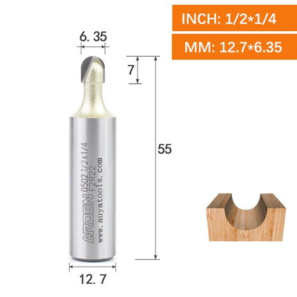 ARDEN Core Box Bit Carbide Round Bottom Groove Milling Cutter Radius Ball Nose Woodworking Router Bit Semi-circular CNC Bit