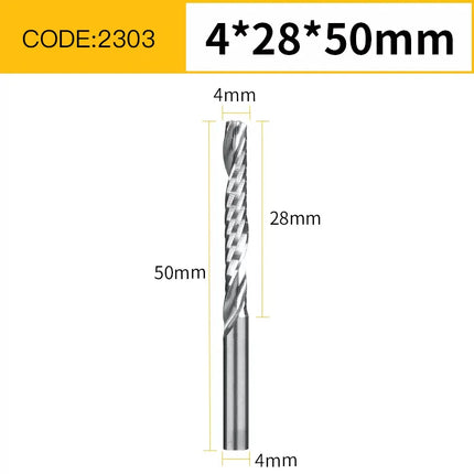 HUHAO Single Flute Spiral End Mill 3.175 /4/6 Shank Spiral Milling Cutte CNC 3D Engraving Carving Bit for Acrylic PVC Wood MDF