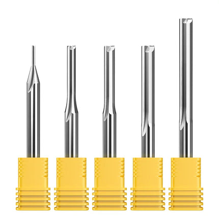 HUHAO 3.175mm Shank 2 Flutes Straight Slot Milling Cutter Carbide Steel End Mill Hard Wood MDF Engraving Router Bit CNC Tools