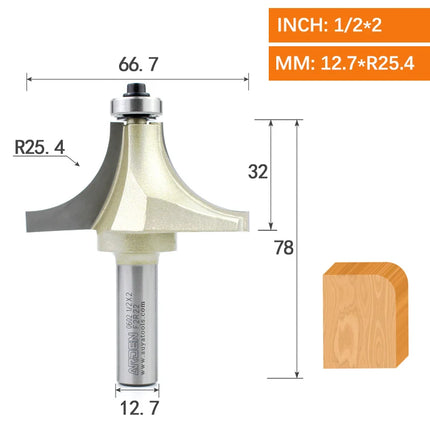 ARDEN Round Corner Chamfering Milling Cutter Carbide Round Over Router Bit Radius Edge Woodworking Trimming CNC Tool Wood MDF
