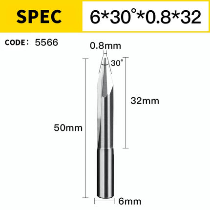 HUHAO 3D 6mm Shank Engraving Bit V Shape Milling Cutter 2 Flutes Carbide End Mill CNC Router Bit for Wood MDF Woodworking Tools