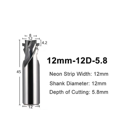 6mm 8mm 12mm Neon Light Stripe Milling Cutter CNC Router Bits LED Neon Bendable End Mill For Led Neon Signmaking