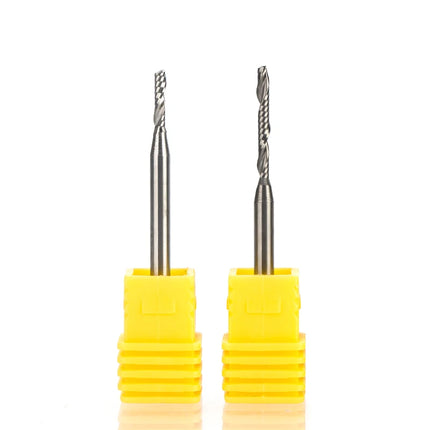 HUHAO 1PCS 3.175mm Shank Single Flute Spiral Milling Cutter Carbide End Mill CNC Router Bit Engraving Cut for Acrylic Wood MDF