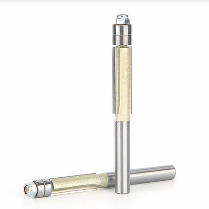 HUHAO 2 Flute Flush Trim Router Bit for Wood 1/4 Shank Woodworking Tools Trimming Cutter With Bearing CNC Endmill Milling Cutter