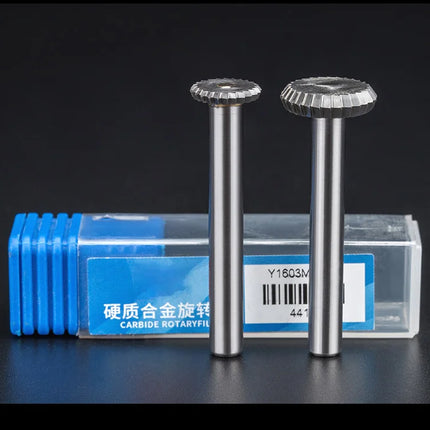 HUHAO Y Type Carbide Rotary File for Steel Grinding Head Milling Cutter Y Type 90 degree Disc 6mm Shank Single Groove Engraving Tool Burr