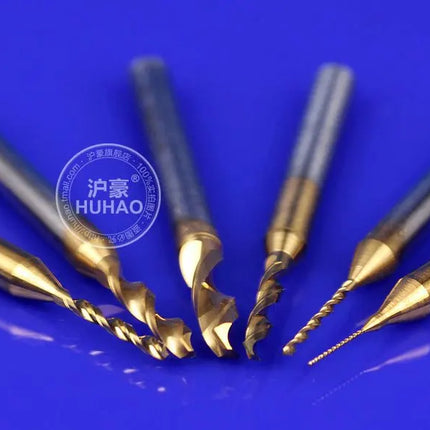 HUHAO 10PCS 1/8 Shank PCB Drill Bit Set 3.175mm PCB Carbide TiN Coated Tools