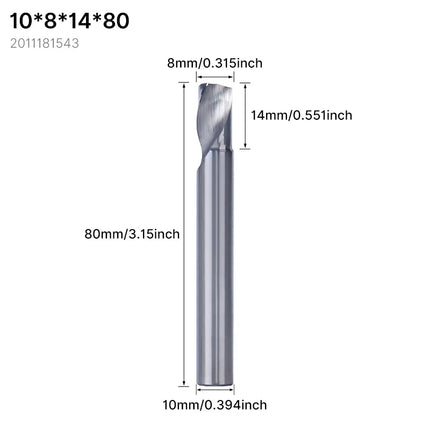 HUHAO 8mm 10mm Shank Milling Cutter Carbide End Mills for Aluminium Metal Single Flute DLC Coated Router Bits Cutting CNC Tools