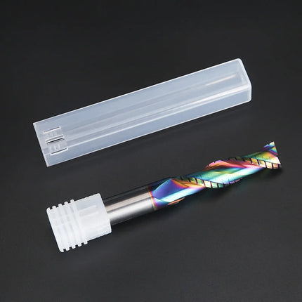 HUHAO Composite Milling Cutter for Wood 2 Flute Spiral Carbide Chip End Mill DLC Coating CNC Router Bit Cutter Chipboard Acrylic