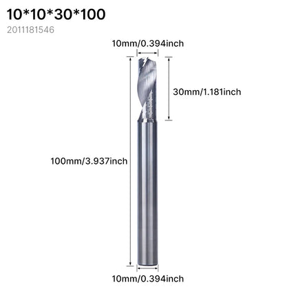 HUHAO 8mm 10mm Shank Milling Cutter Carbide End Mills for Aluminium Metal Single Flute DLC Coated Router Bits Cutting CNC Tools