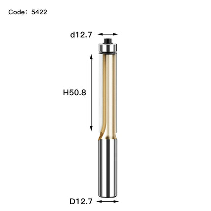 HUHAO 1/2 1/4 Shank Wood Flush Trim Router Bits With Bearing Woodworking Milling Cutter Carbide Endmill Straight Flush Tools DIY