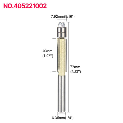 HUHAO 2 Flute Flush Trim Router Bit for Wood 1/4 Shank Woodworking Tools Trimming Cutter With Bearing CNC Endmill Milling Cutter
