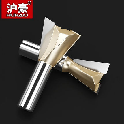 HUHAO 1/4inch 1/2inch Dovetail Joint Router Bit 12.7mm Shank Milling Cutter Carbide Steel Engraving Cutting CNC Tools For Wood