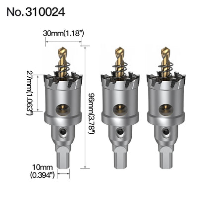 HUHAO 3PCS TCT Hole Saw Drill Bit Alloy Carbide Tipped Hole Cutter With Titanium-Plated Pilot Tools For Metal Stainless Steel