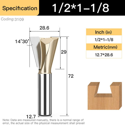 HUHAO 1/4inch 1/2inch Dovetail Joint Router Bit 12.7mm Shank Milling Cutter Carbide Steel Engraving Cutting CNC Tools For Wood