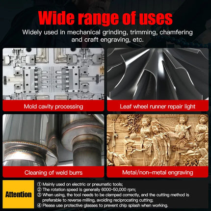 HUHAO D Type Carbide Steel Rotary File Double Groove Grinding Head End Mill Metal Wood Round Ball Type Carving Milling Cutter Burr