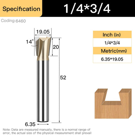 HUHAO 1/4inch 1/2inch Dovetail Joint Router Bit 12.7mm Shank Milling Cutter Carbide Steel Engraving Cutting CNC Tools For Wood