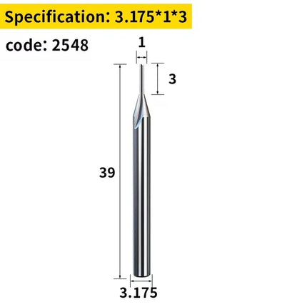 HUHAO 3.175mm 4mm 6mm Shank Straight Slot 2 Flute Milling Cutter Carbide Steel End Mill CNC Wood Router Bit Engraving Bit Tools