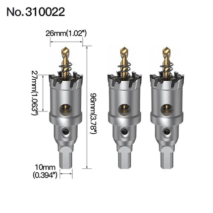 HUHAO 3PCS TCT Hole Saw Drill Bit Alloy Carbide Tipped Hole Cutter With Titanium-Plated Pilot Tools For Metal Stainless Steel