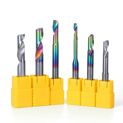 HUHAO 8mm 10mm Shank Milling Cutter Carbide End Mills for Aluminium Metal Single Flute DLC Coated Router Bits Cutting CNC Tools