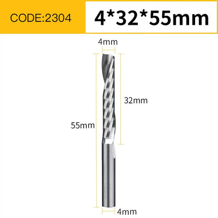 HUHAO Single Flute Spiral End Mill 3.175 /4/6 Shank Spiral Milling Cutte CNC 3D Engraving Carving Bit for Acrylic PVC Wood MDF