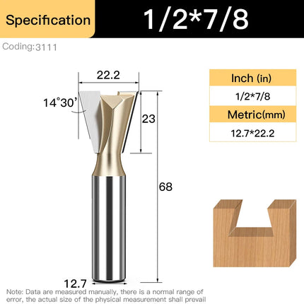 HUHAO 1/4inch 1/2inch Dovetail Joint Router Bit 12.7mm Shank Milling Cutter Carbide Steel Engraving Cutting CNC Tools For Wood