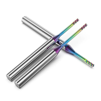 HUHAO 3 Flutes Colorful Deep Groove Milling Cutter 4mm Shank DLC Coating Router Bit Carbide CNC Endmill Tool for Aluminum Copper