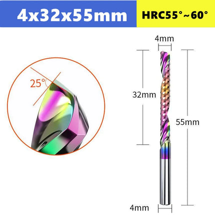 3.175/4/6mm  Shank Single blade spiral milling cutter,HRC60 Carbide  CNC Router Bit aluminium .Plastic. Acrylic trimming knife
